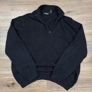 black claiborne knit patterned quarter zip sweater